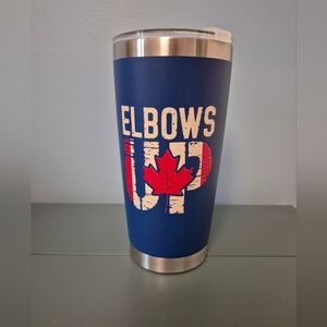 20oz Blue Tumbler with Red Maple Leaf Design